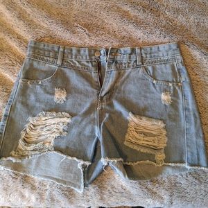 High waisted distressed shorts